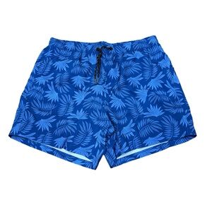 🩳‎ NWT Men’s Blue Tropical Print Swim Trunks with Built-In Liner Size XL